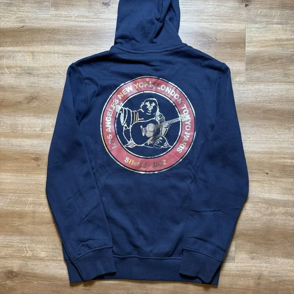 True Religion Full‎ Zip Hoodie Men's Small Dress Blue City Budda Streetwear
